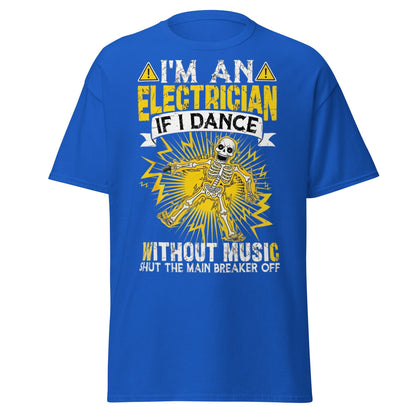 Funny Electrician Skeleton T-Shirt - Shocking Humor Tee - Royal - T-Shirts Online