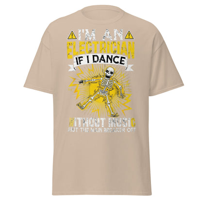 Funny Electrician Skeleton T-Shirt - Shocking Humor Tee - Sand - T-Shirts Online