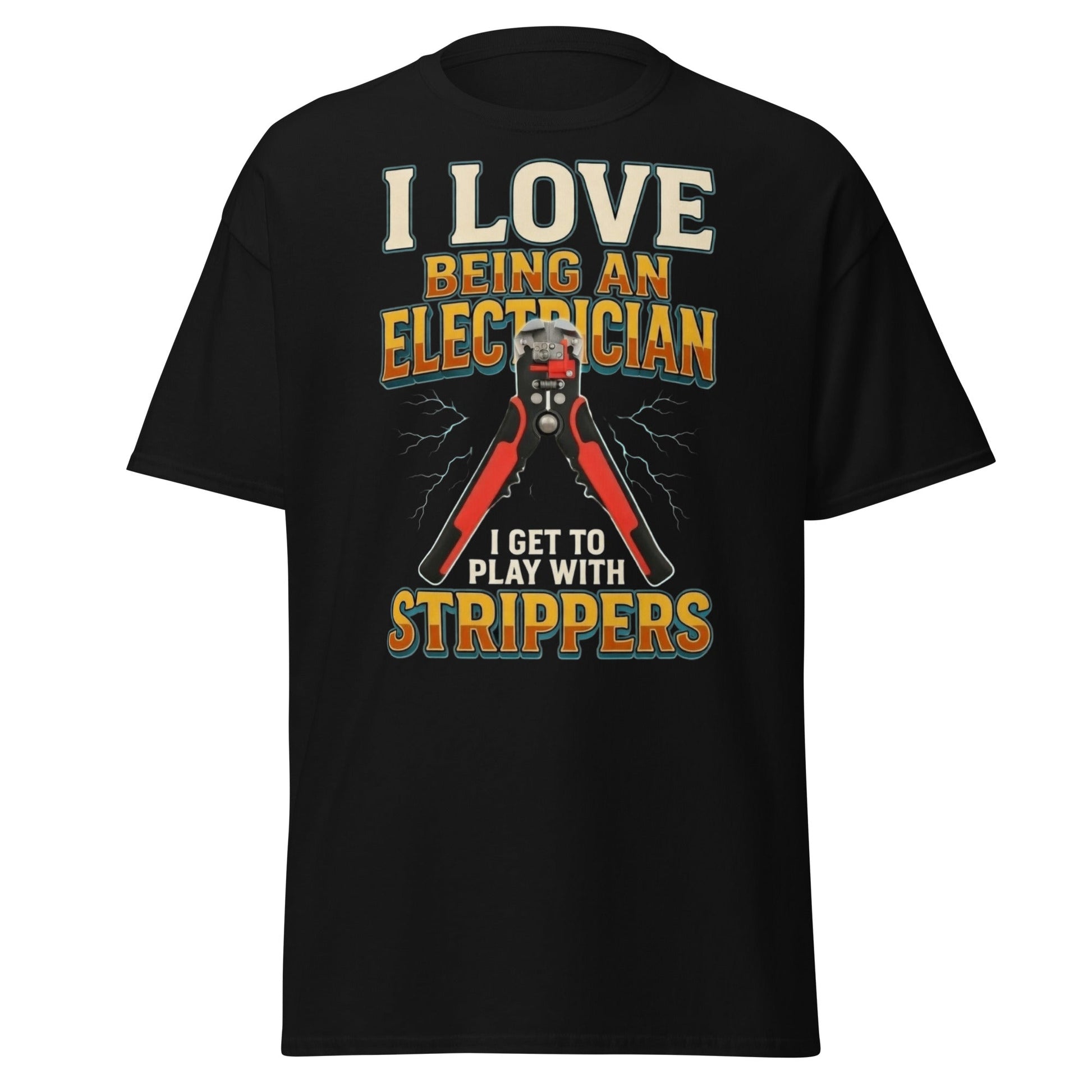 Funny Electrician Wire Strippers T-Shirt - Adult Humor Tee - Black - T-Shirts Online