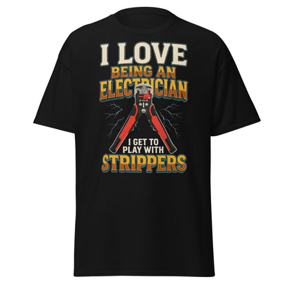 Funny Electrician Wire Strippers T-Shirt - Adult Humor Tee - Black - T-Shirts Online