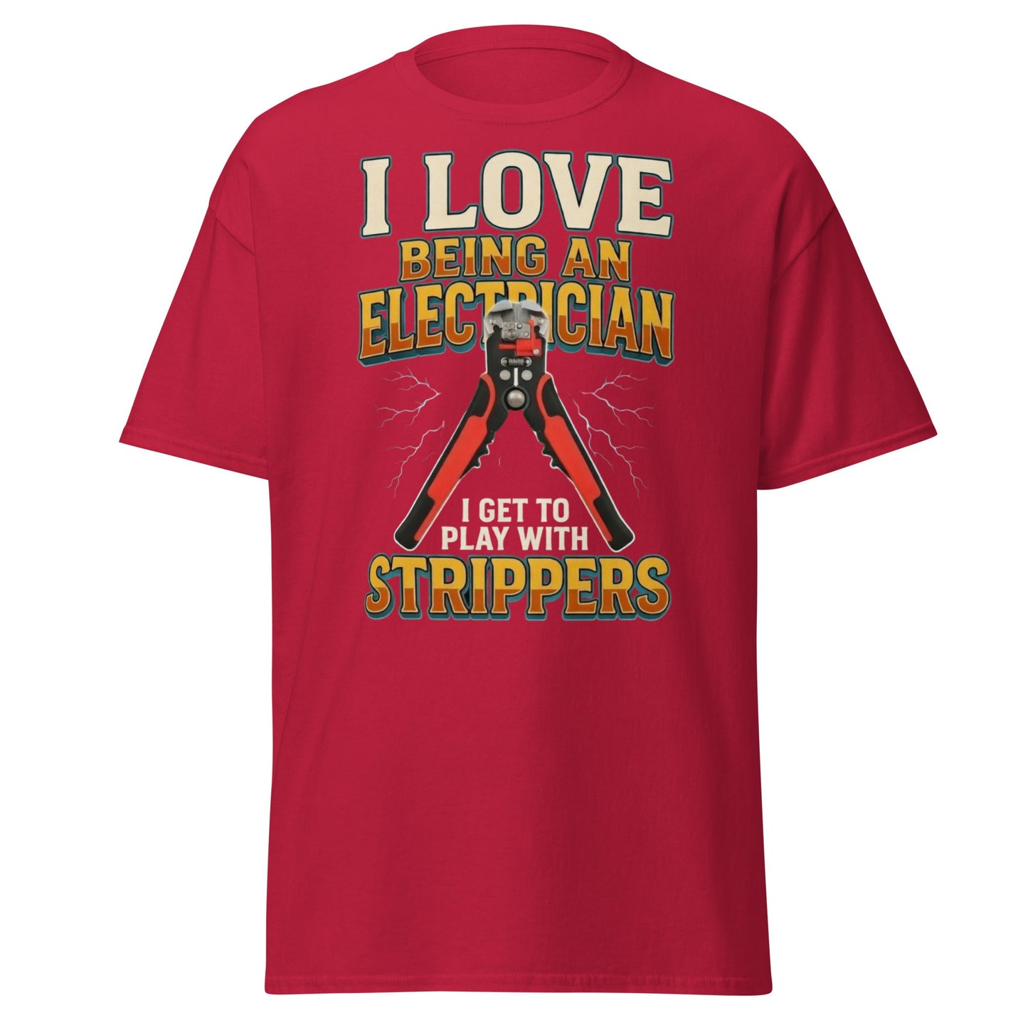 Funny Electrician Wire Strippers T-Shirt - Adult Humor Tee - Cardinal - T-Shirts Online