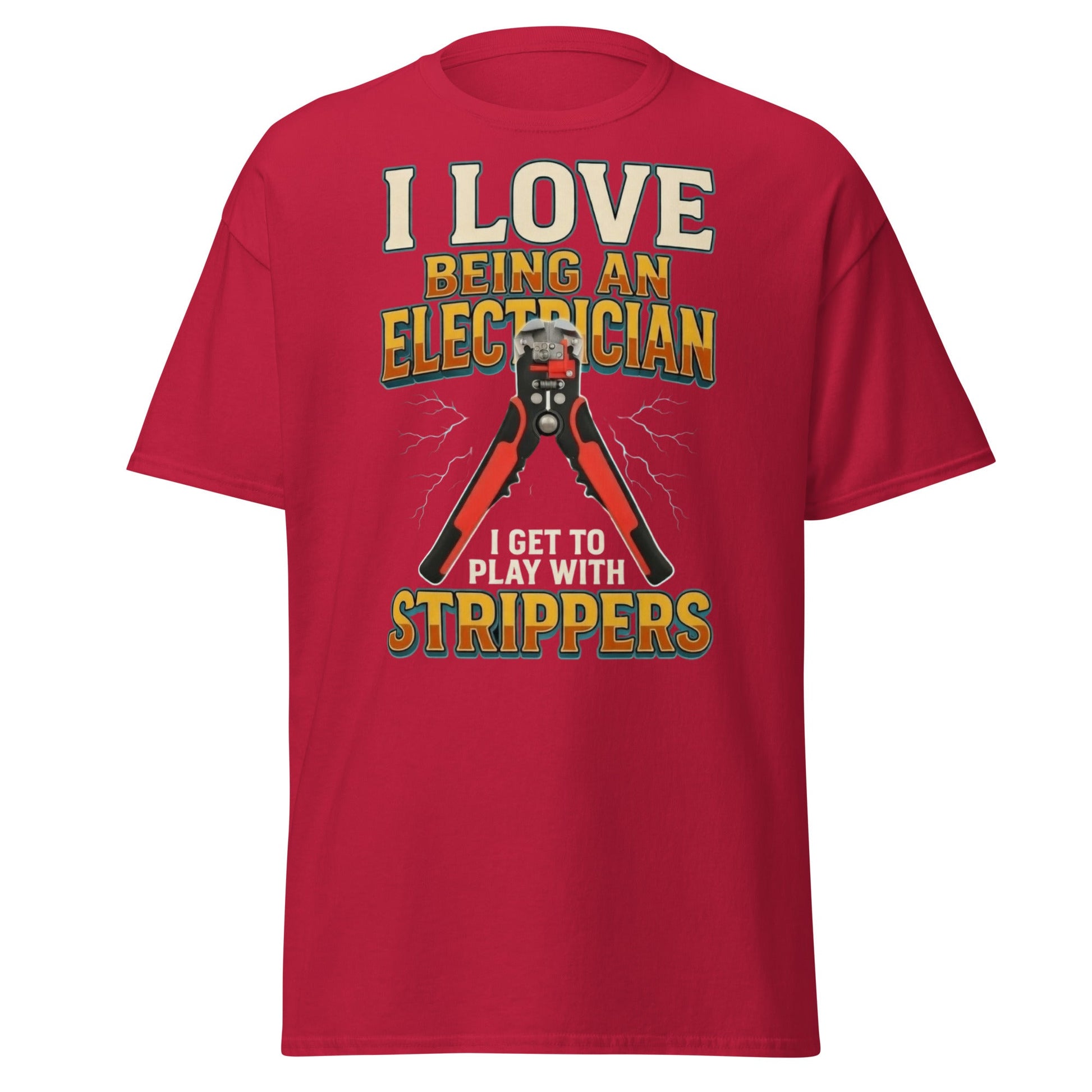 Funny Electrician Wire Strippers T-Shirt - Adult Humor Tee - Cardinal - T-Shirts Online