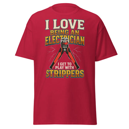 Funny Electrician Wire Strippers T-Shirt - Adult Humor Tee - Cardinal - T-Shirts Online