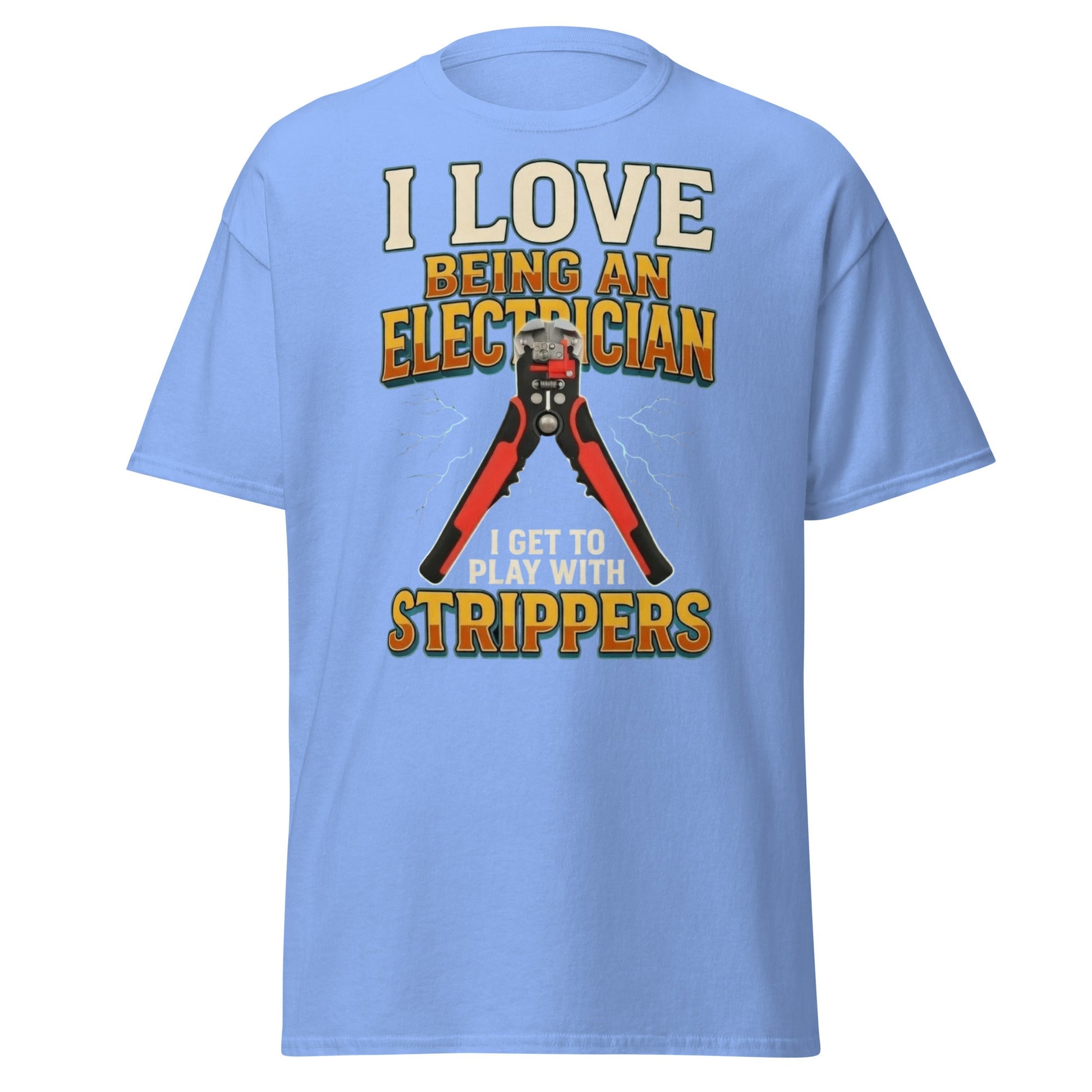 Funny Electrician Wire Strippers T-Shirt - Adult Humor Tee - Carolina Blue - T-Shirts Online