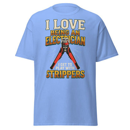 Funny Electrician Wire Strippers T-Shirt - Adult Humor Tee - Carolina Blue - T-Shirts Online