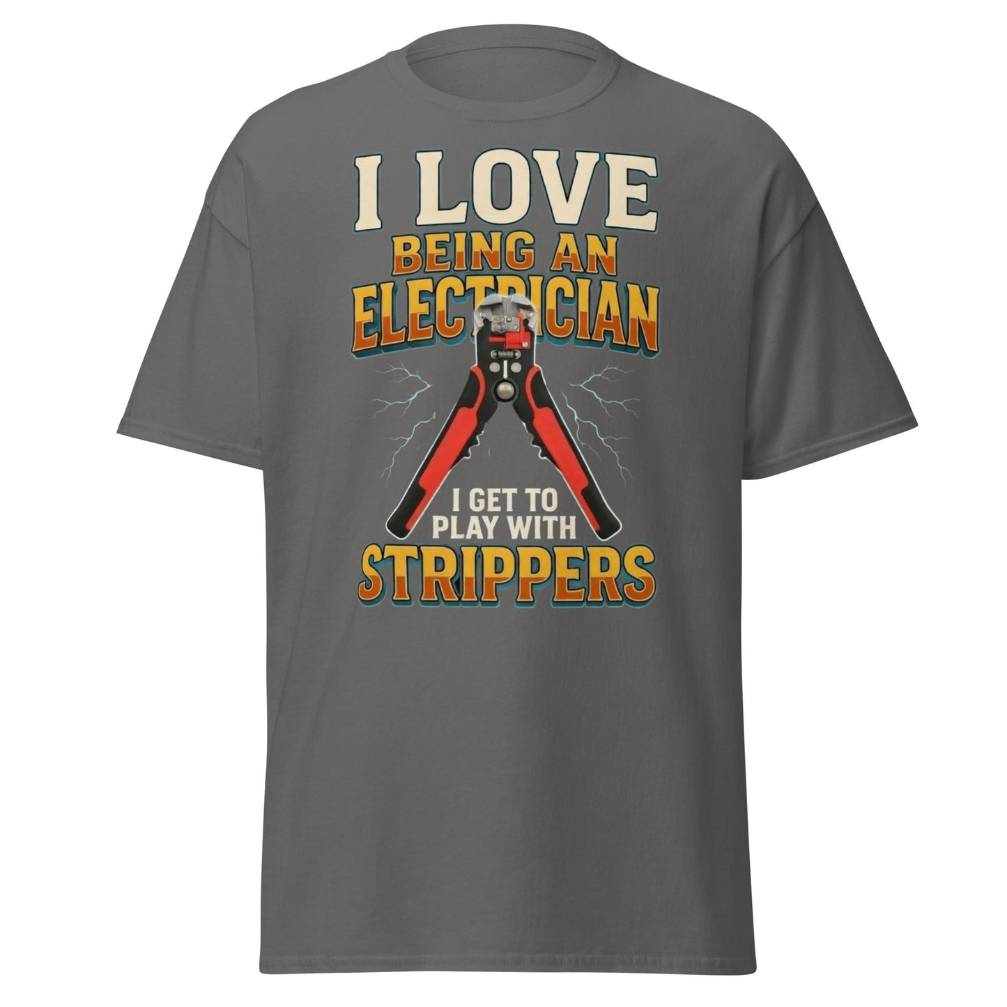 Funny Electrician Wire Strippers T-Shirt - Adult Humor Tee - Charcoal - T-Shirts Online