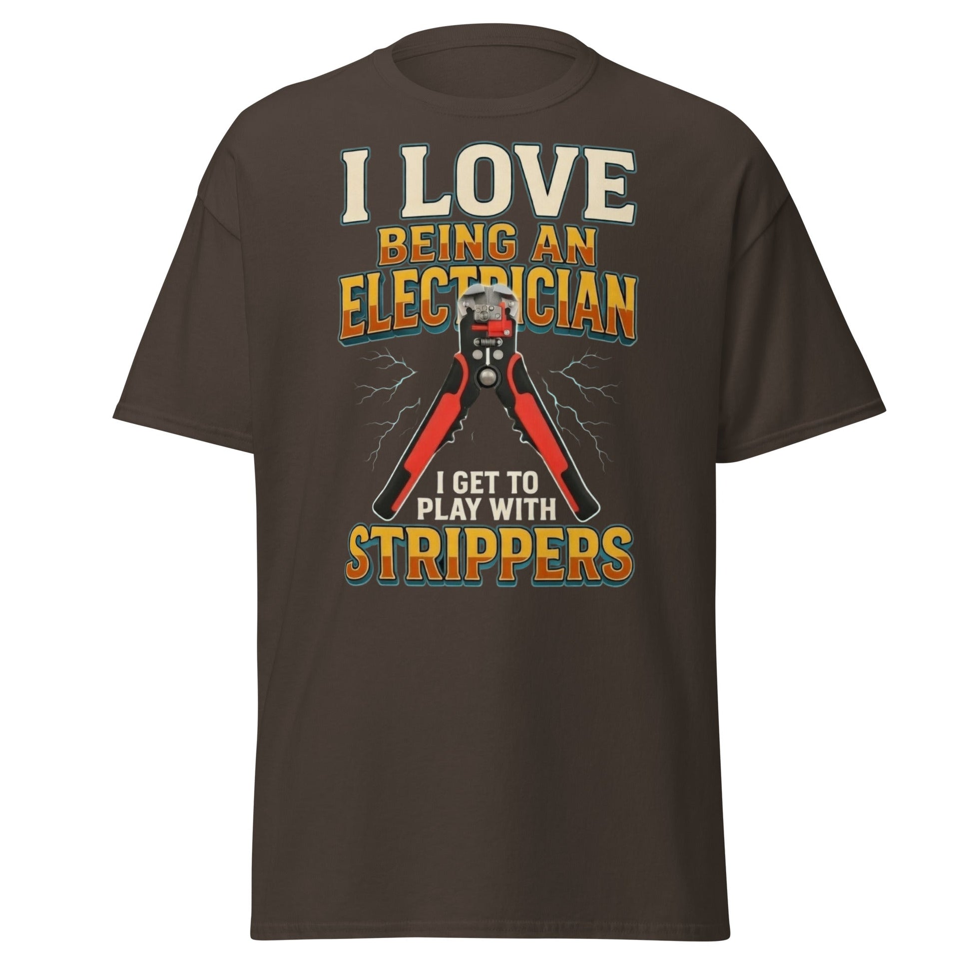 Funny Electrician Wire Strippers T-Shirt - Adult Humor Tee - Dark Chocolate - T-Shirts Online