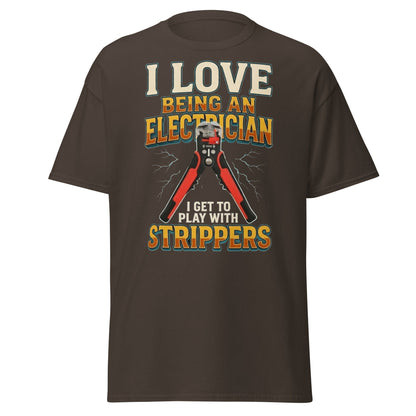 Funny Electrician Wire Strippers T-Shirt - Adult Humor Tee - Dark Chocolate - T-Shirts Online