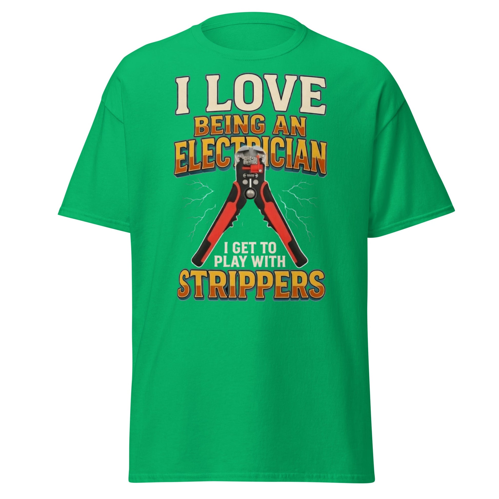 Funny Electrician Wire Strippers T-Shirt - Adult Humor Tee - Irish Green - T-Shirts Online