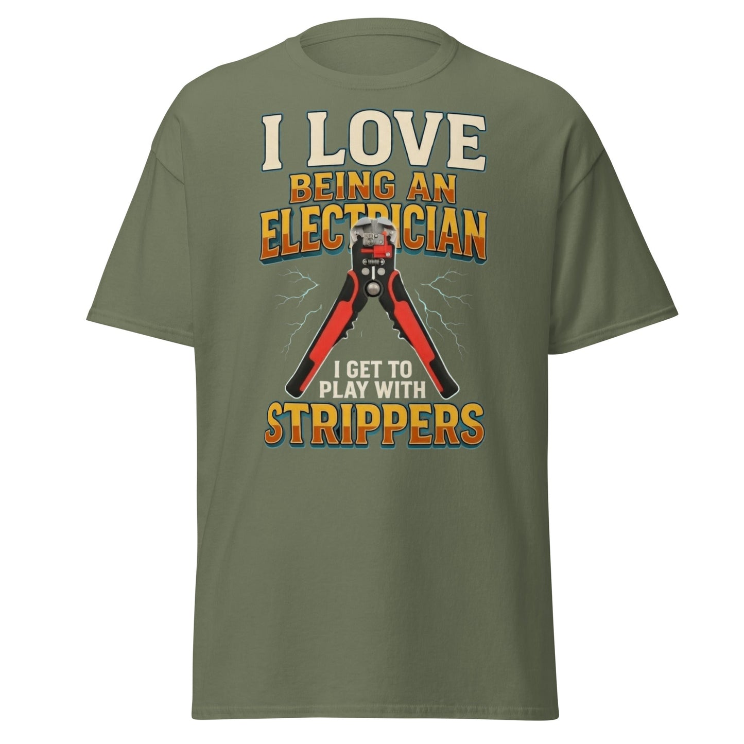 Funny Electrician Wire Strippers T-Shirt - Adult Humor Tee - Military Green - T-Shirts Online