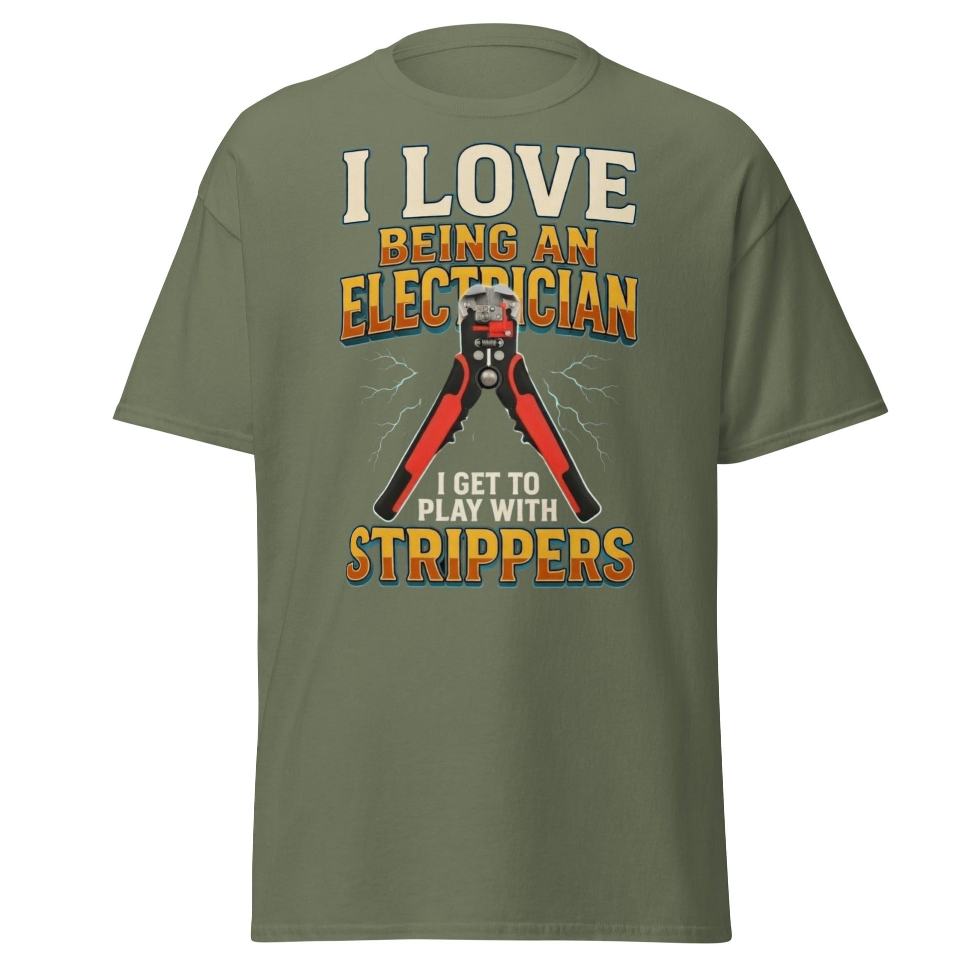 Funny Electrician Wire Strippers T-Shirt - Adult Humor Tee - Military Green - T-Shirts Online