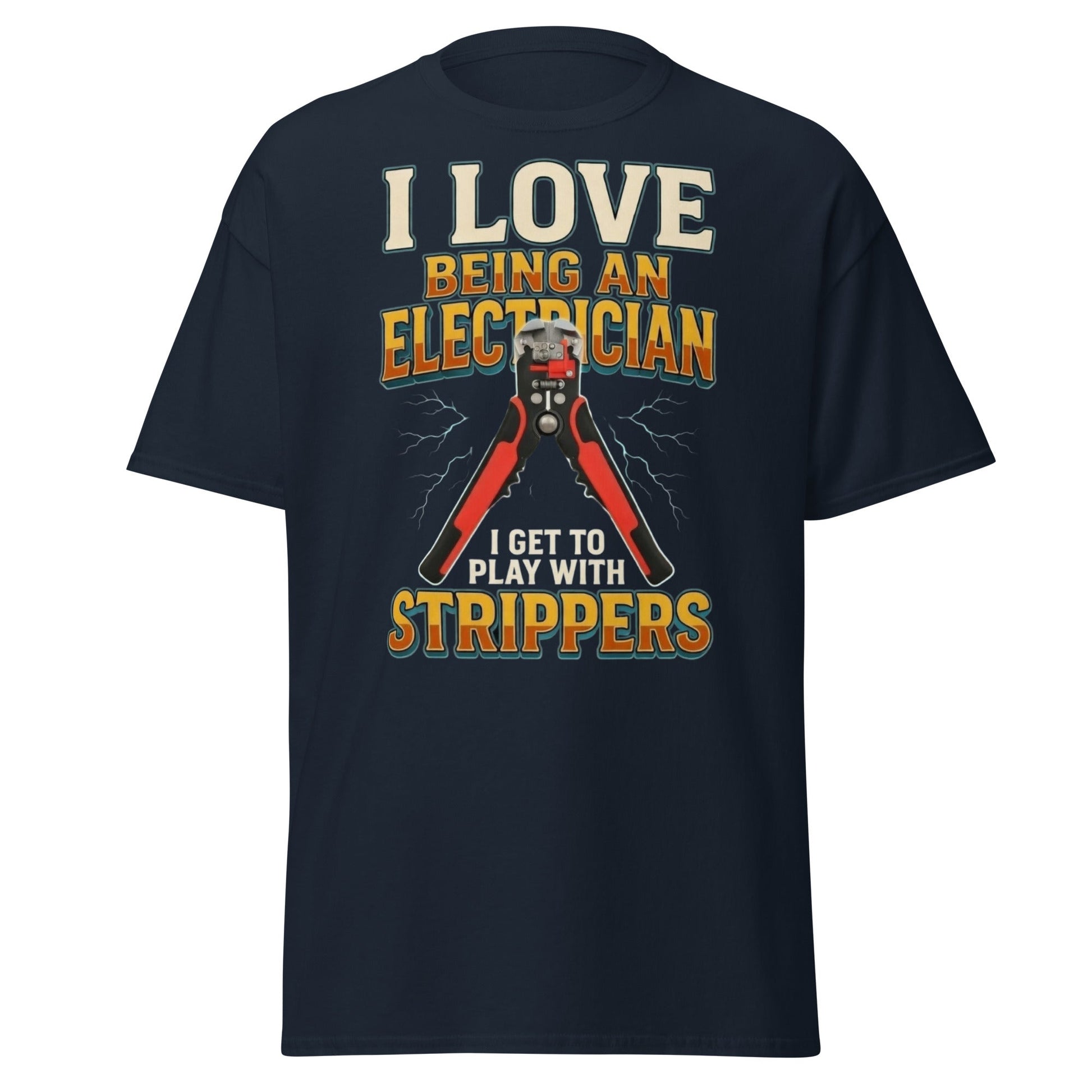 Funny Electrician Wire Strippers T-Shirt - Adult Humor Tee - Navy - T-Shirts Online