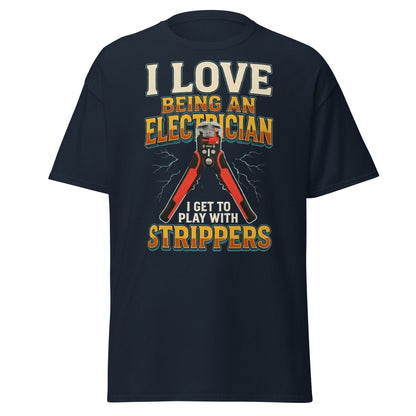 Funny Electrician Wire Strippers T-Shirt - Adult Humor Tee - Navy - T-Shirts Online