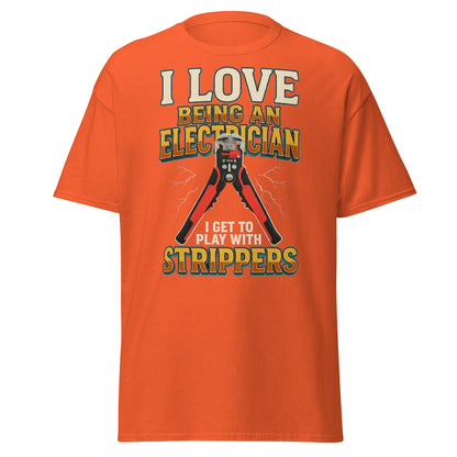 Funny Electrician Wire Strippers T-Shirt - Adult Humor Tee - Orange - T-Shirts Online
