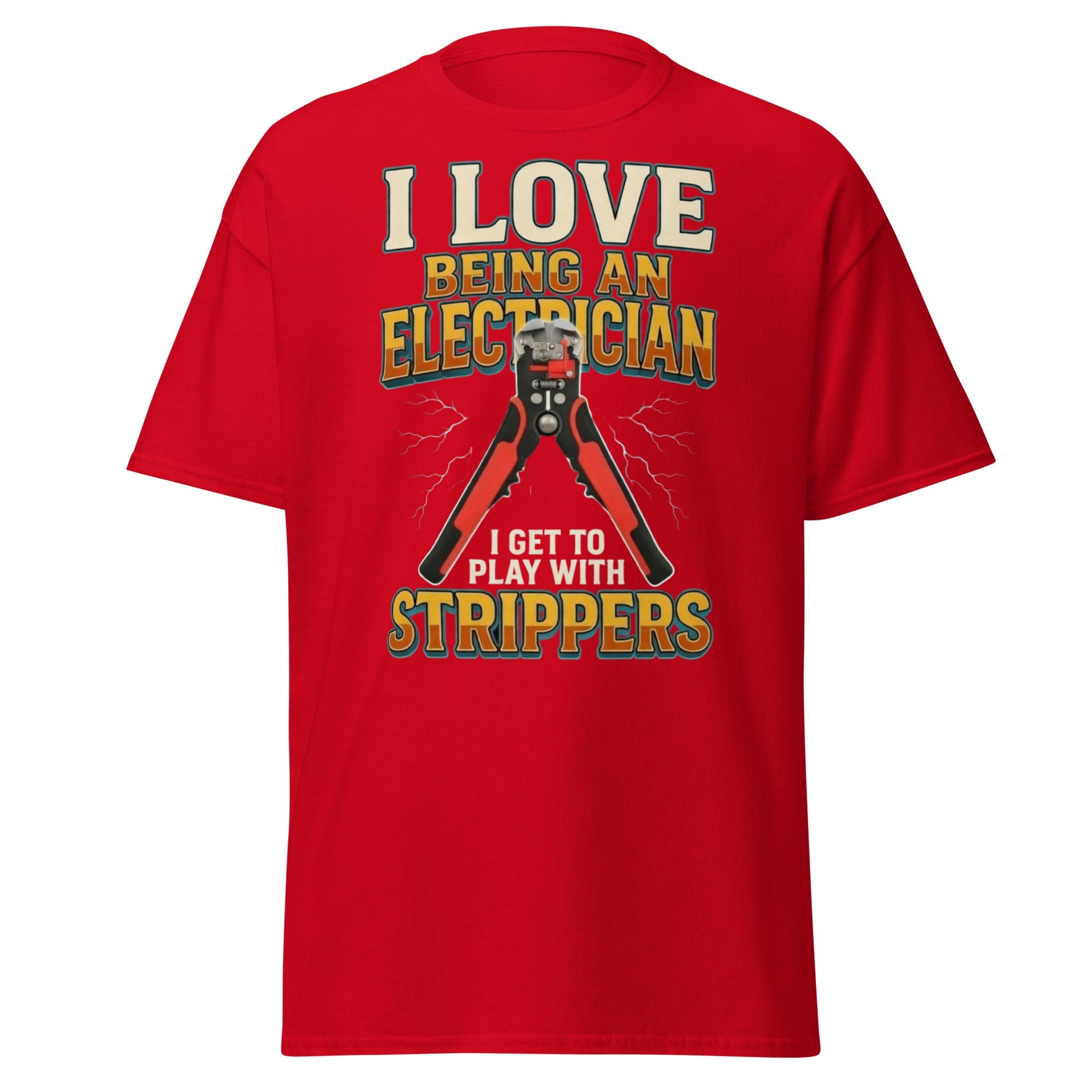 Funny Electrician Wire Strippers T-Shirt - Adult Humor Tee - Red - T-Shirts Online