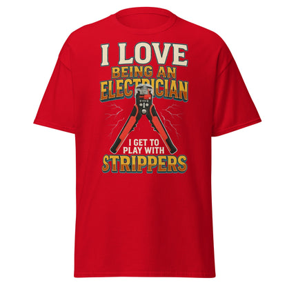 Funny Electrician Wire Strippers T-Shirt - Adult Humor Tee - Red - T-Shirts Online