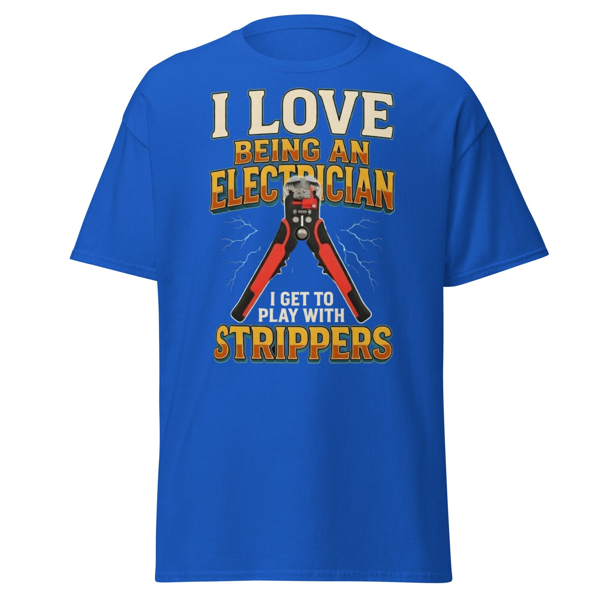 Funny Electrician Wire Strippers T-Shirt - Adult Humor Tee - Royal - T-Shirts Online