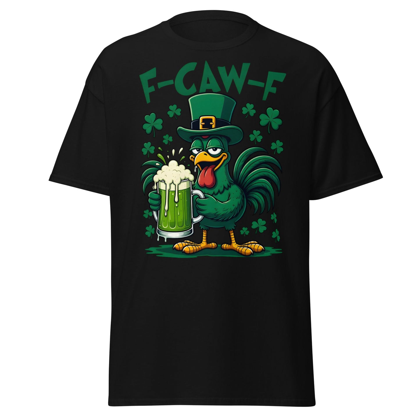 Funny F - CAW - F Rooster St. Patrick's Day Beer T-Shirt - Black - T-Shirts Online