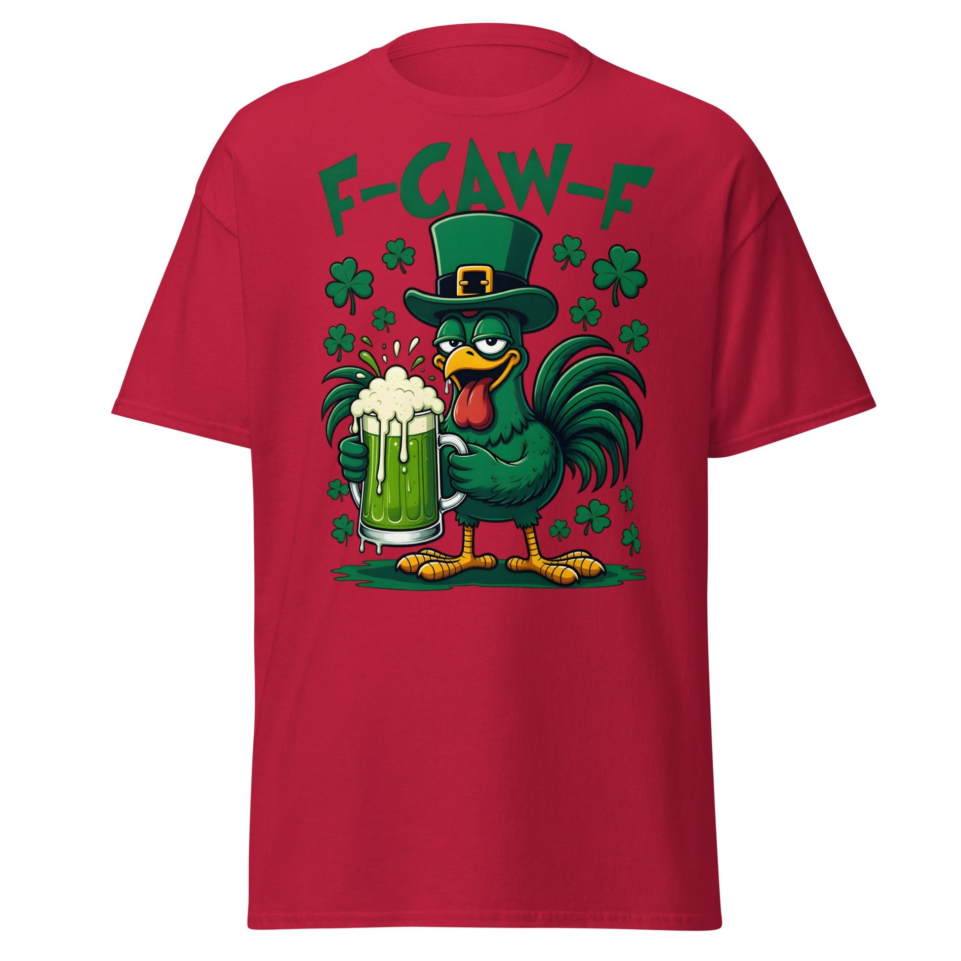 Funny F - CAW - F Rooster St. Patrick's Day Beer T-Shirt - Cardinal - T-Shirts Online