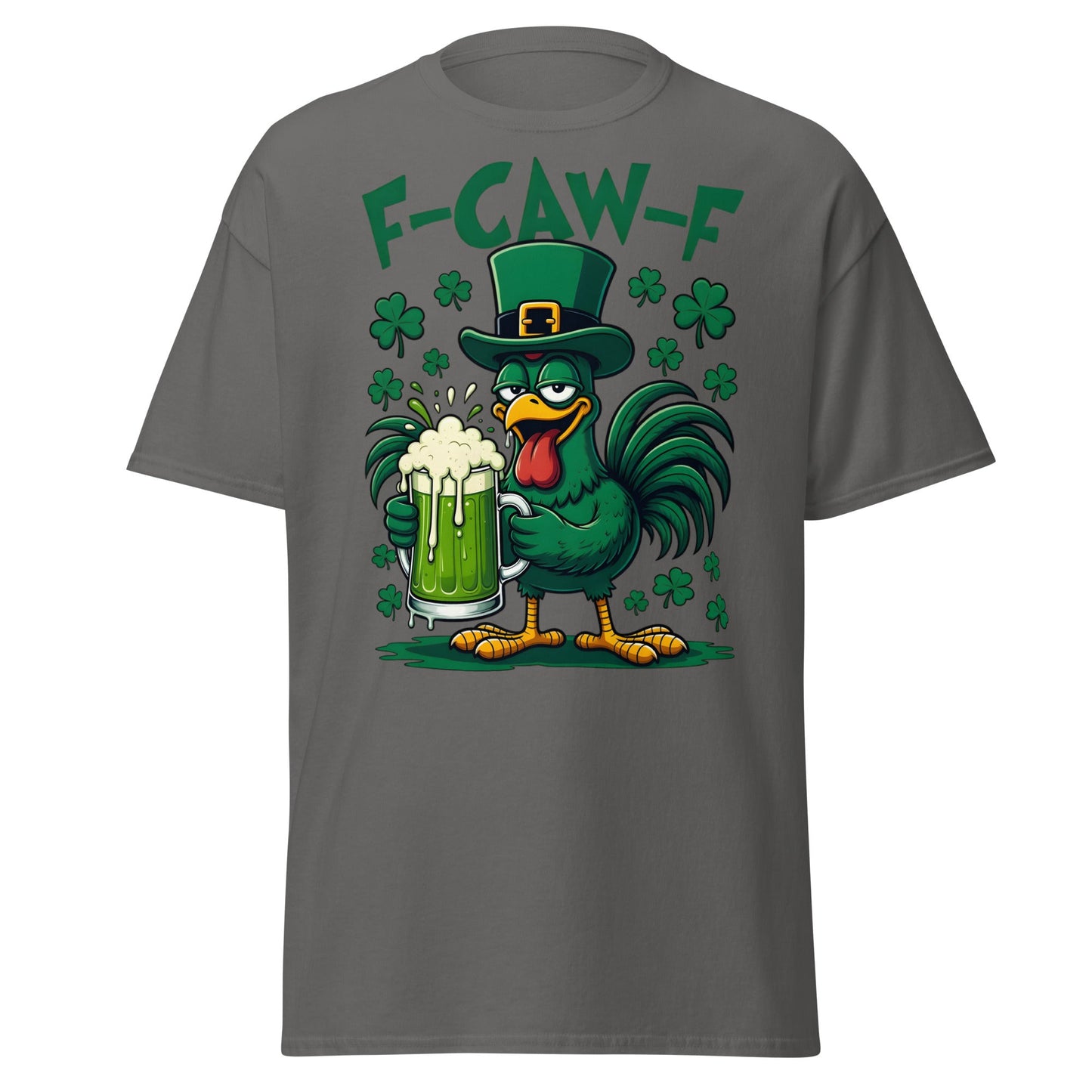 Funny F - CAW - F Rooster St. Patrick's Day Beer T-Shirt - Charcoal - T-Shirts Online