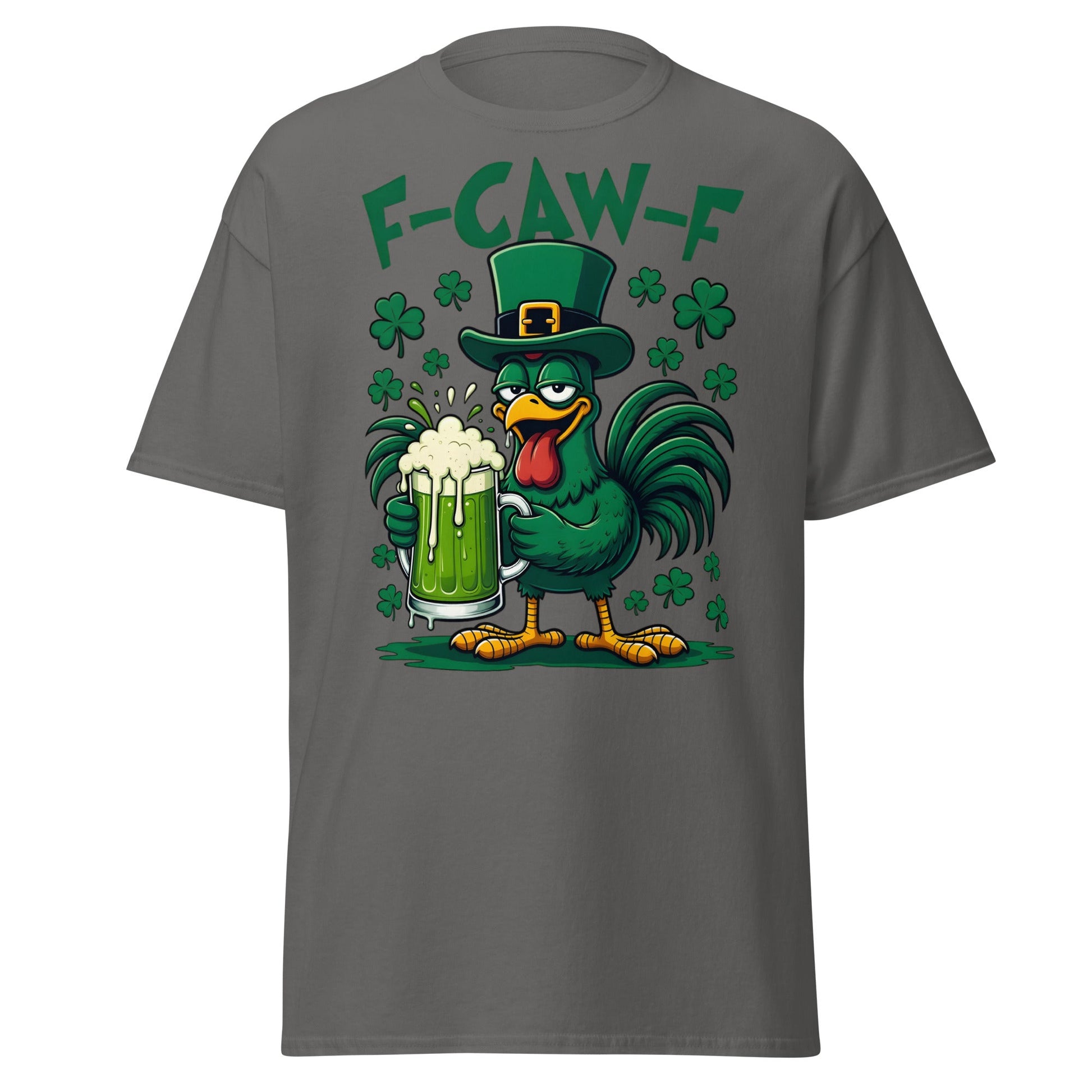 Funny F - CAW - F Rooster St. Patrick's Day Beer T-Shirt - Charcoal - T-Shirts Online