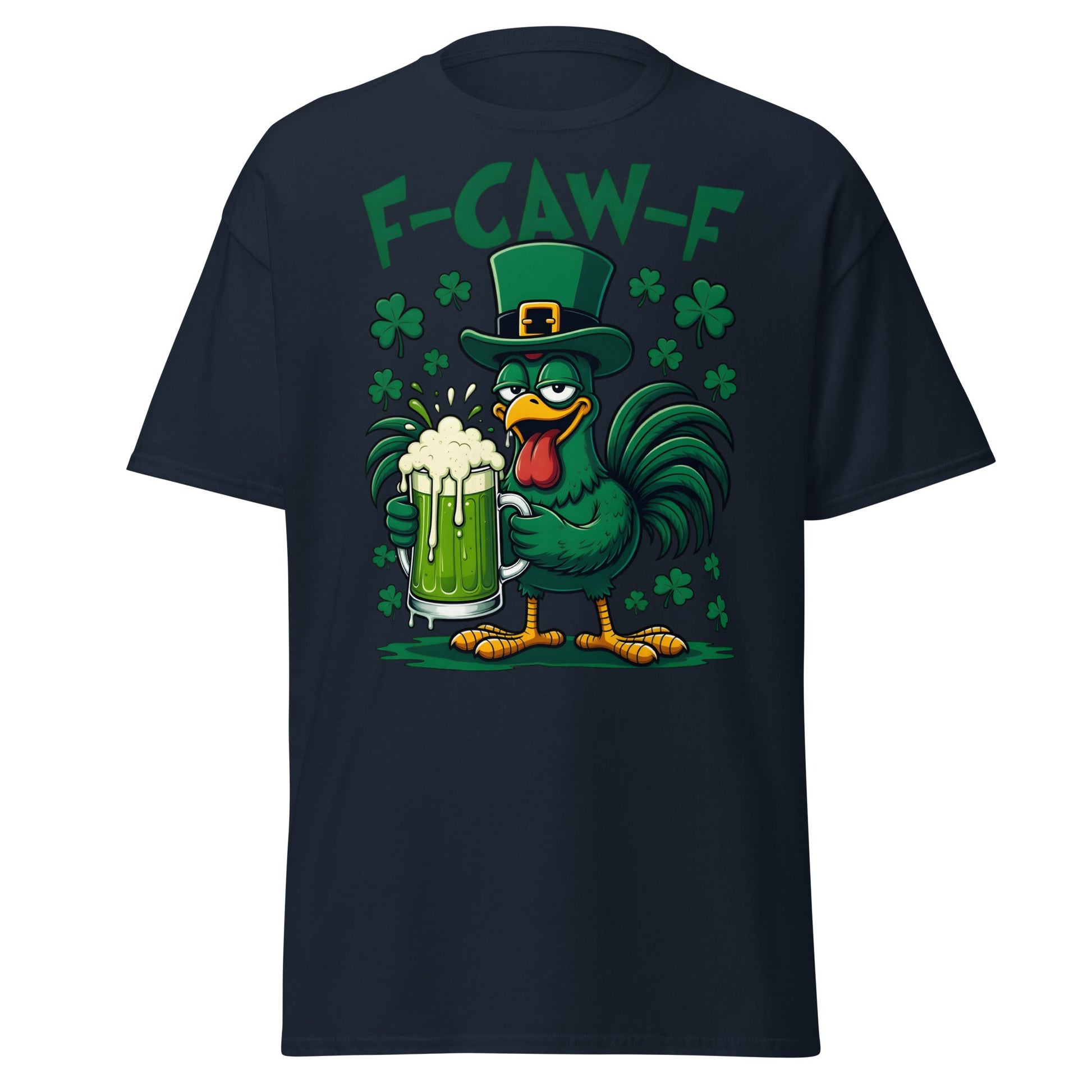 Funny F - CAW - F Rooster St. Patrick's Day Beer T-Shirt - Navy - T-Shirts Online