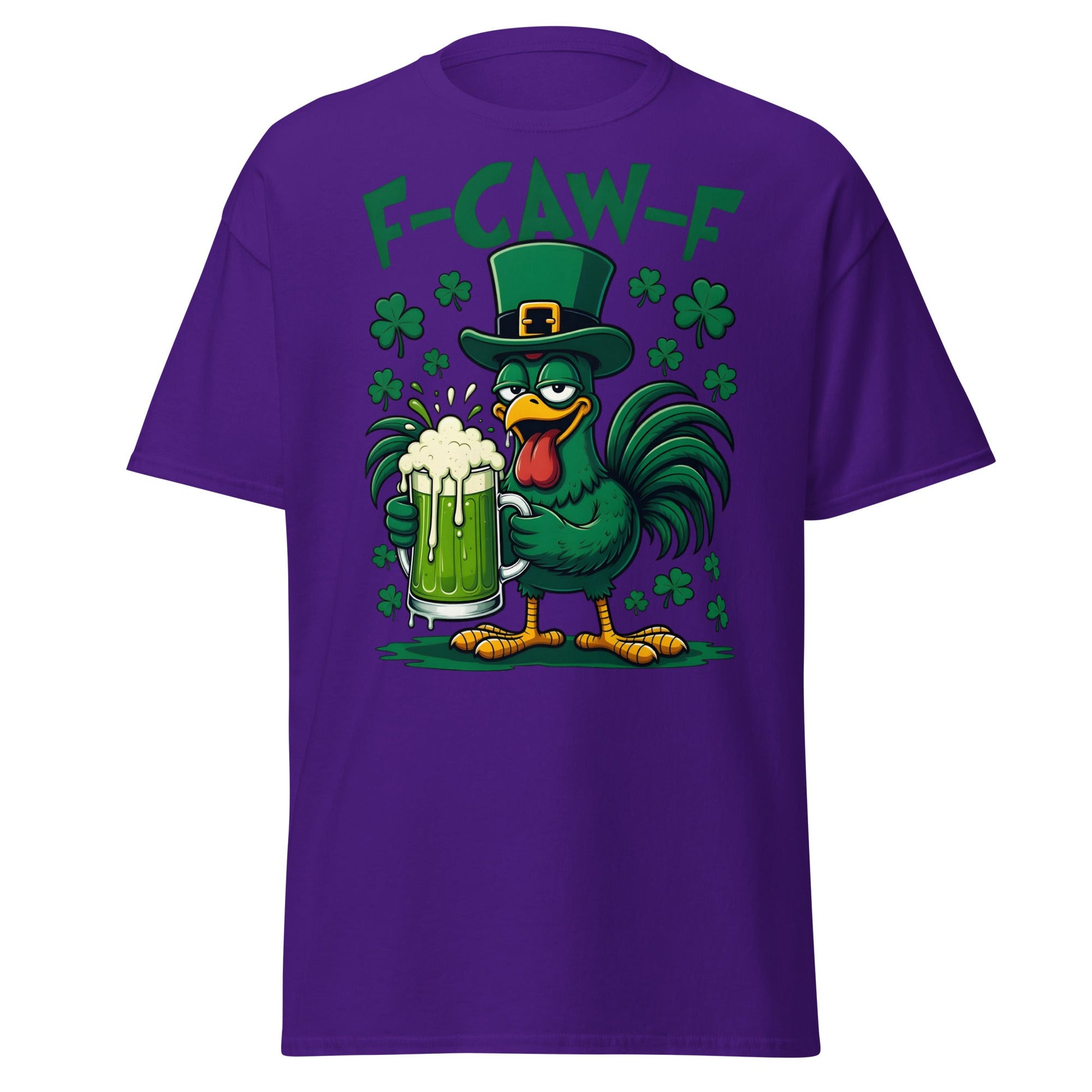 Funny F - CAW - F Rooster St. Patrick's Day Beer T-Shirt - Purple - T-Shirts Online
