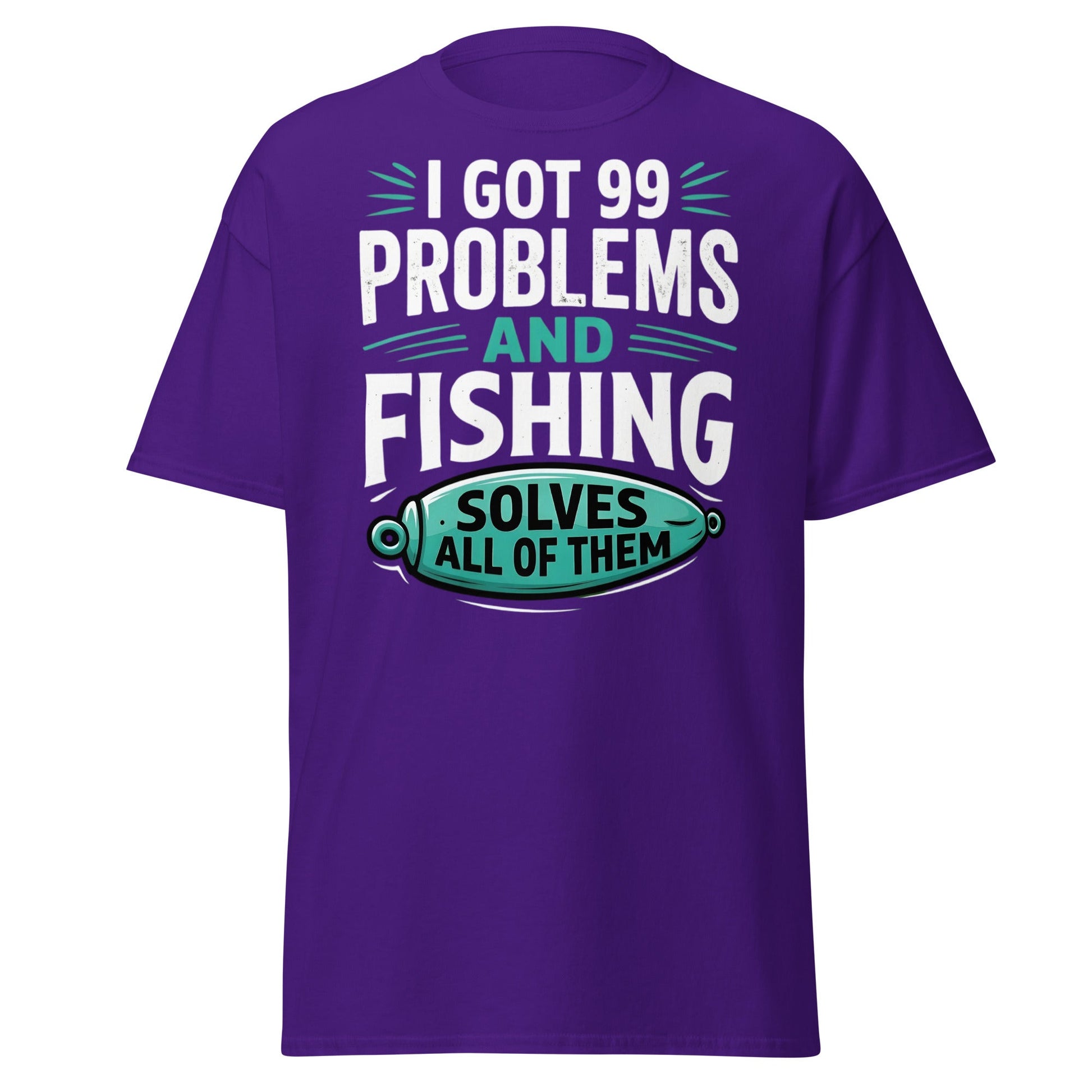 Funny Fishing 99 Problems T-Shirt - Clever Angler Gift Tee - Purple - T-Shirts Online