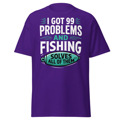 Funny Fishing 99 Problems T-Shirt - Clever Angler Gift Tee - Purple - T-Shirts Online