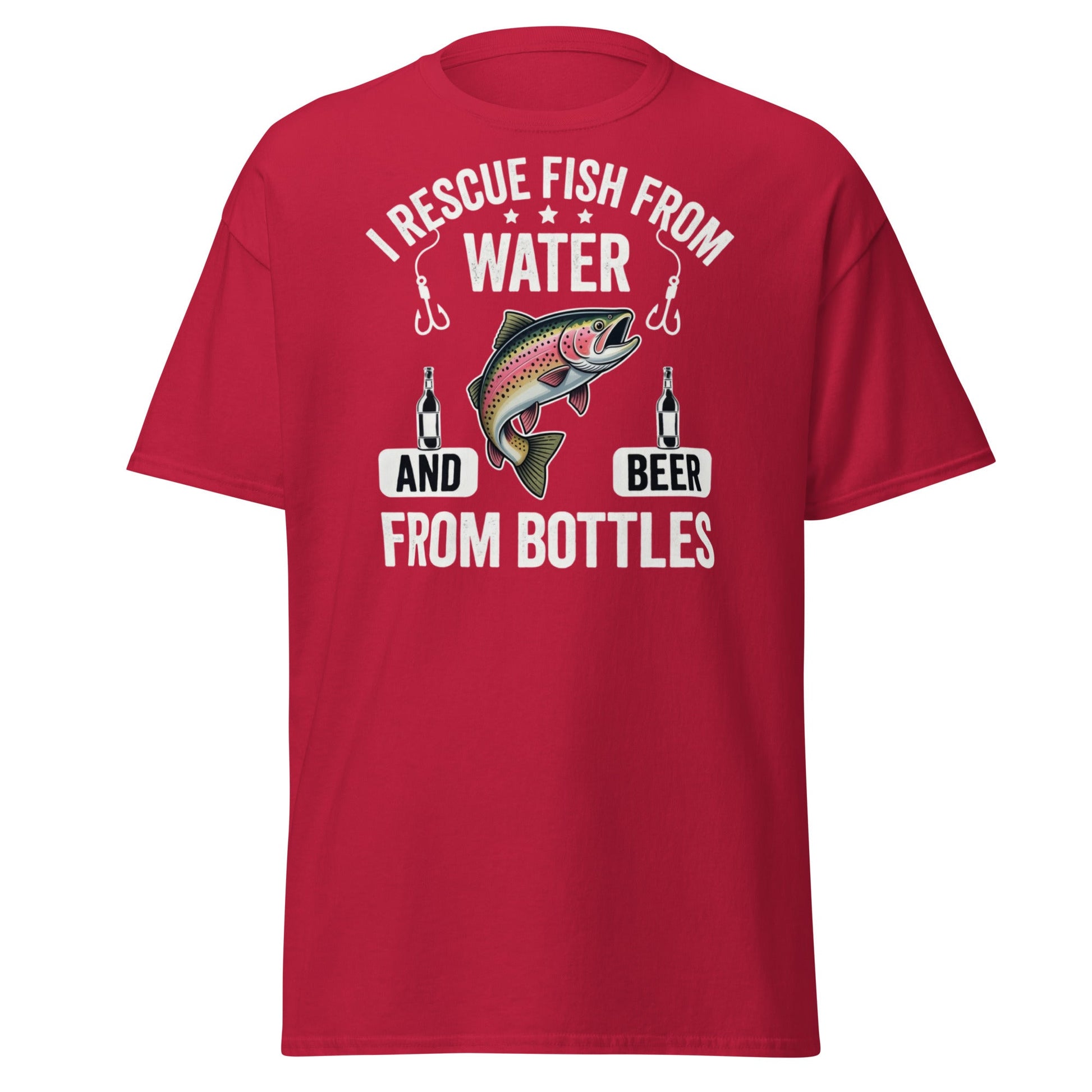 Funny Fishing & Beer T-Shirt - I Rescue Fish From Water - Cardinal - T-Shirts Online