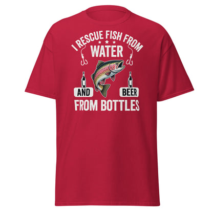 Funny Fishing & Beer T-Shirt - I Rescue Fish From Water - Cardinal - T-Shirts Online