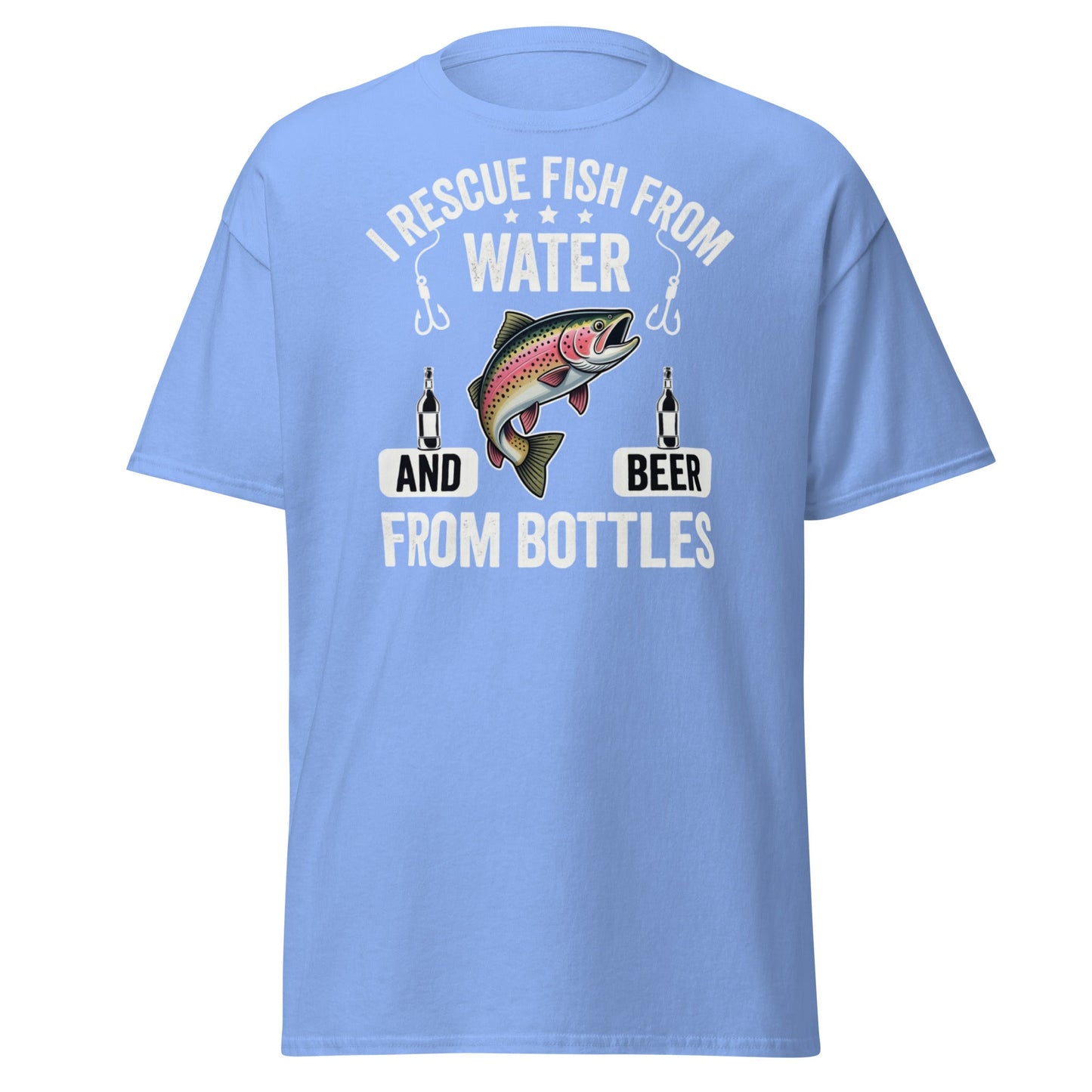 Funny Fishing & Beer T-Shirt - I Rescue Fish From Water - Carolina Blue - T-Shirts Online