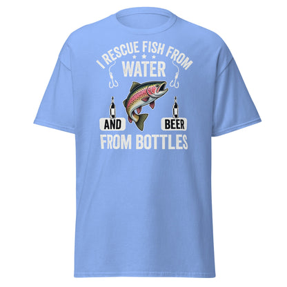 Funny Fishing & Beer T-Shirt - I Rescue Fish From Water - Carolina Blue - T-Shirts Online