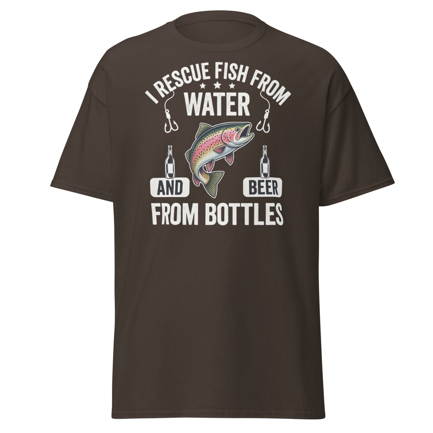 Funny Fishing & Beer T-Shirt - I Rescue Fish From Water - Dark Chocolate - T-Shirts Online