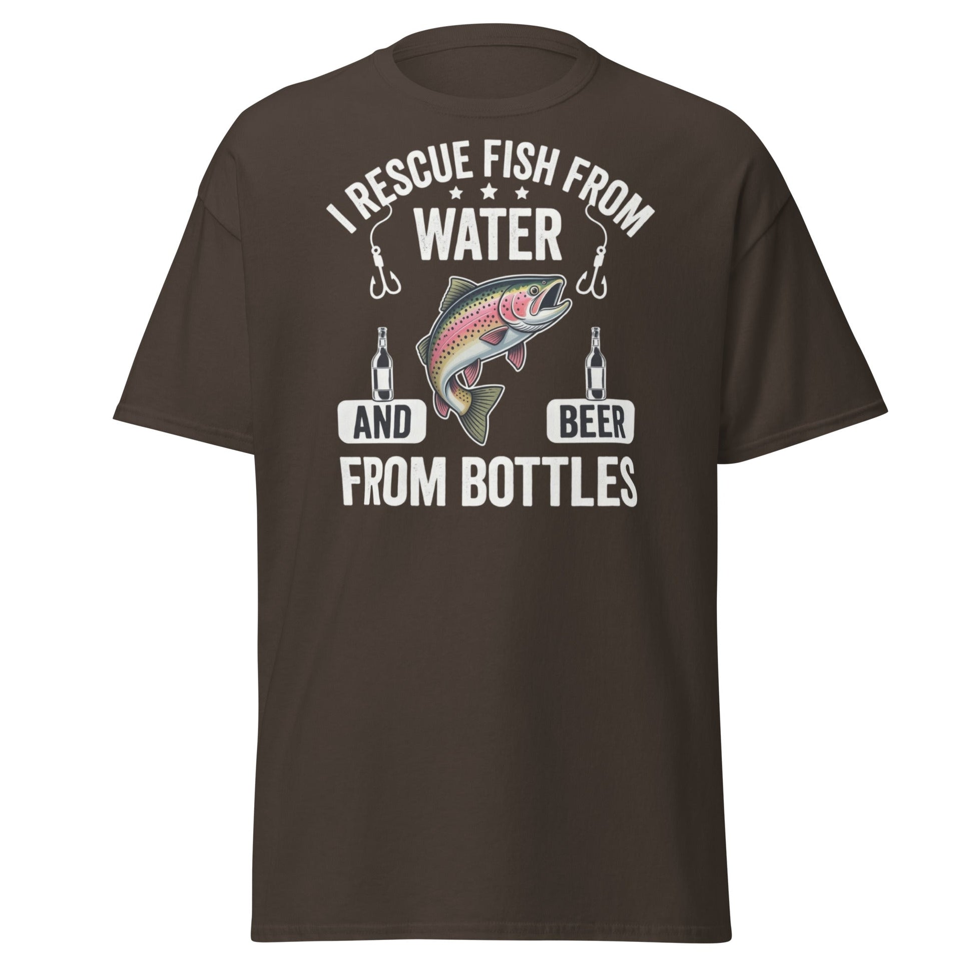 Funny Fishing & Beer T-Shirt - I Rescue Fish From Water - Dark Chocolate - T-Shirts Online