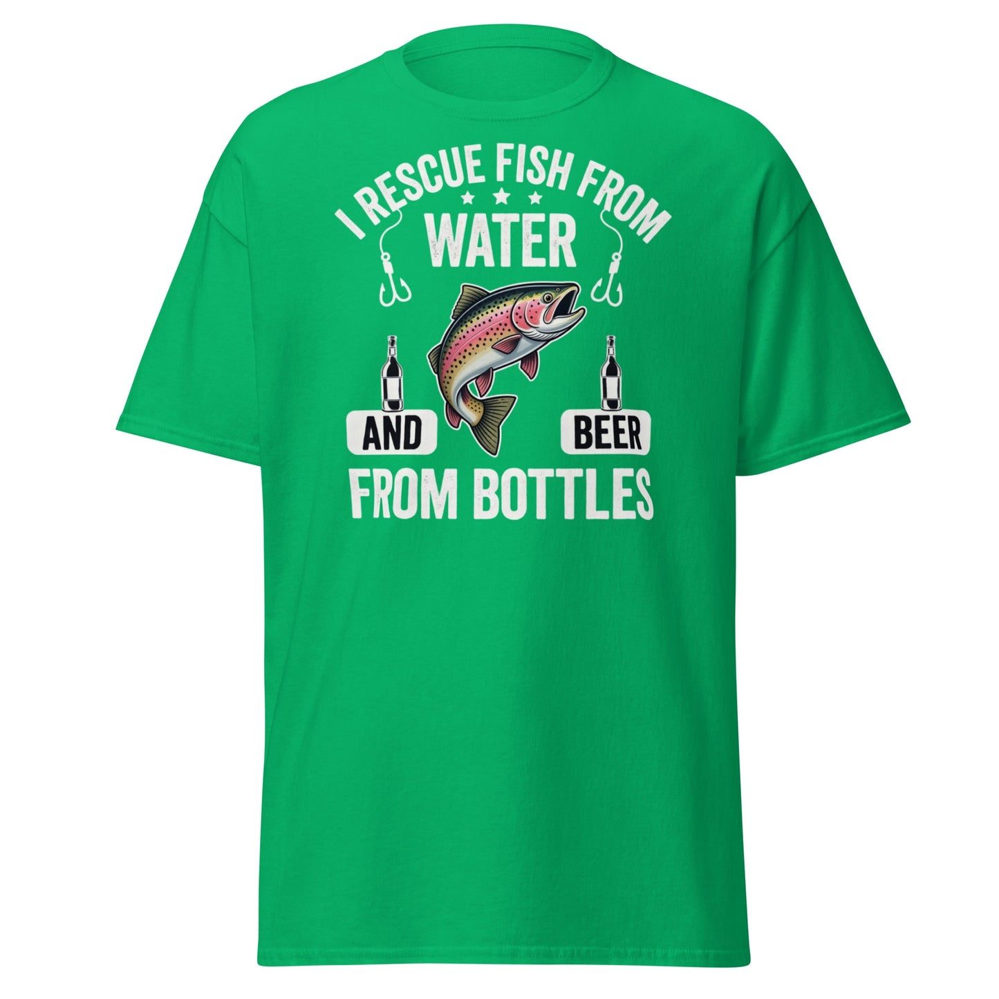 Funny Fishing & Beer T-Shirt - I Rescue Fish From Water - Irish Green - T-Shirts Online
