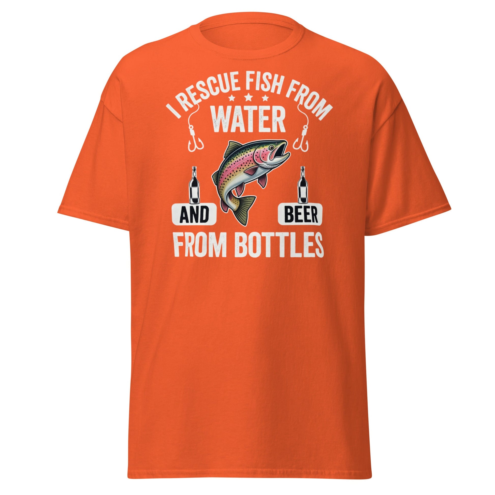 Funny Fishing & Beer T-Shirt - I Rescue Fish From Water - Orange - T-Shirts Online