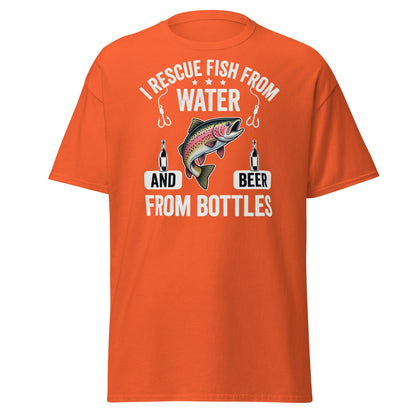 Funny Fishing & Beer T-Shirt - I Rescue Fish From Water - Orange - T-Shirts Online