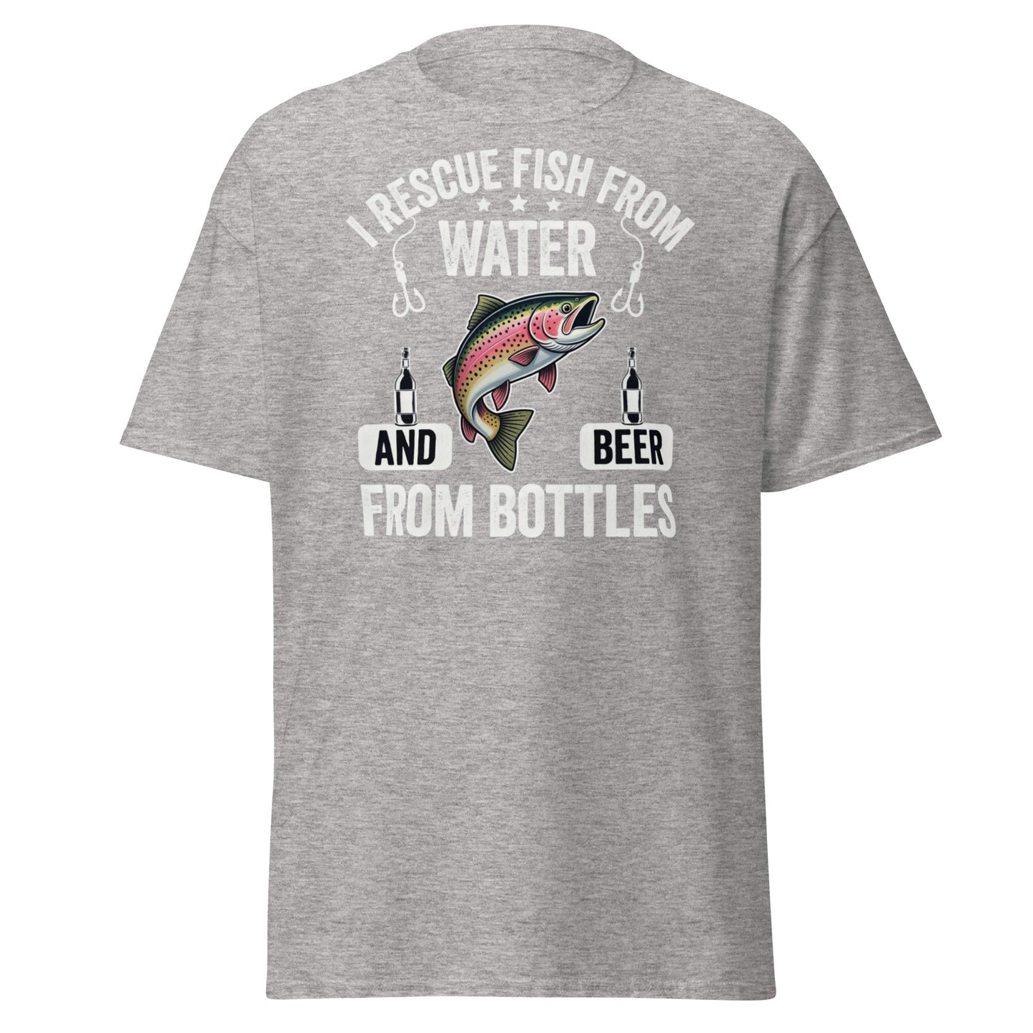 Funny Fishing & Beer T-Shirt - I Rescue Fish From Water - Sport Grey - T-Shirts Online