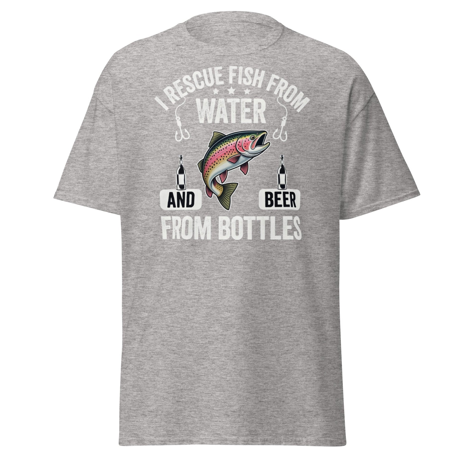 Funny Fishing & Beer T-Shirt - I Rescue Fish From Water - Sport Grey - T-Shirts Online