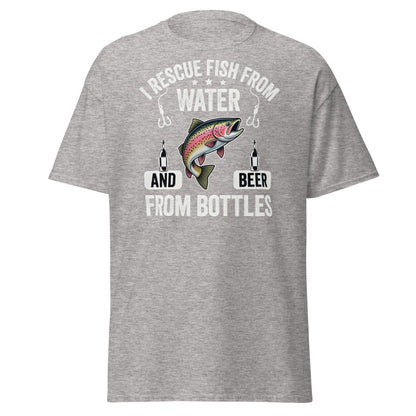 Funny Fishing & Beer T-Shirt - I Rescue Fish From Water - Sport Grey - T-Shirts Online