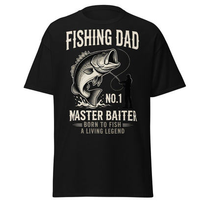 Funny Fishing Dad Master Baiter T-Shirt - Vintage Bass Tee - Black - T-Shirts Online