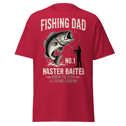 Funny Fishing Dad Master Baiter T-Shirt - Vintage Bass Tee - Cardinal - T-Shirts Online