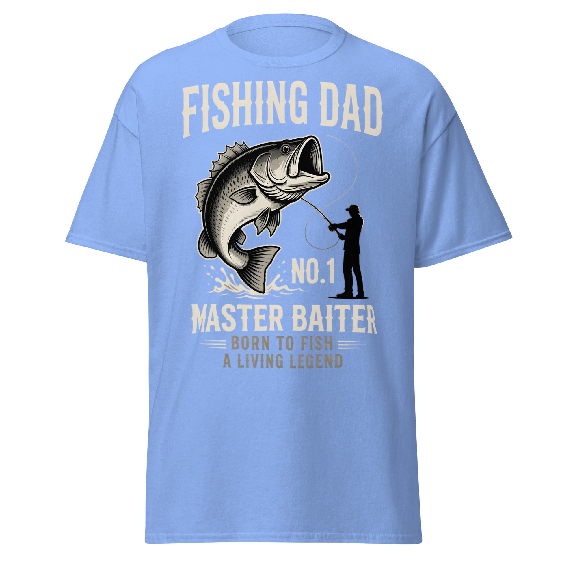 Funny Fishing Dad Master Baiter T-Shirt - Vintage Bass Tee - Carolina Blue - T-Shirts Online