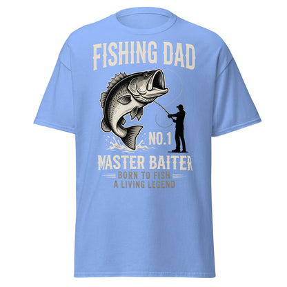 Funny Fishing Dad Master Baiter T-Shirt - Vintage Bass Tee - Carolina Blue - T-Shirts Online