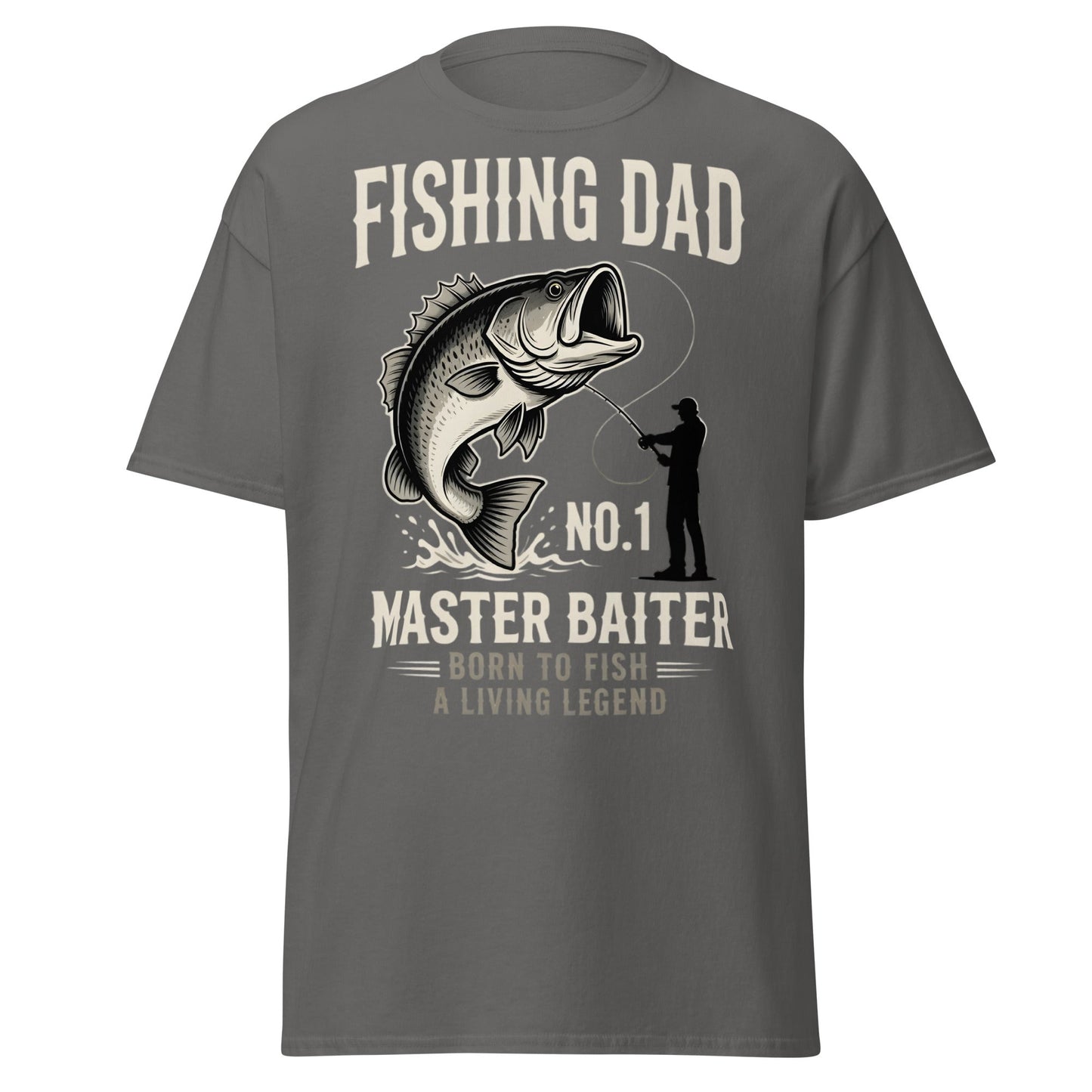 Funny Fishing Dad Master Baiter T-Shirt - Vintage Bass Tee - Charcoal - T-Shirts Online