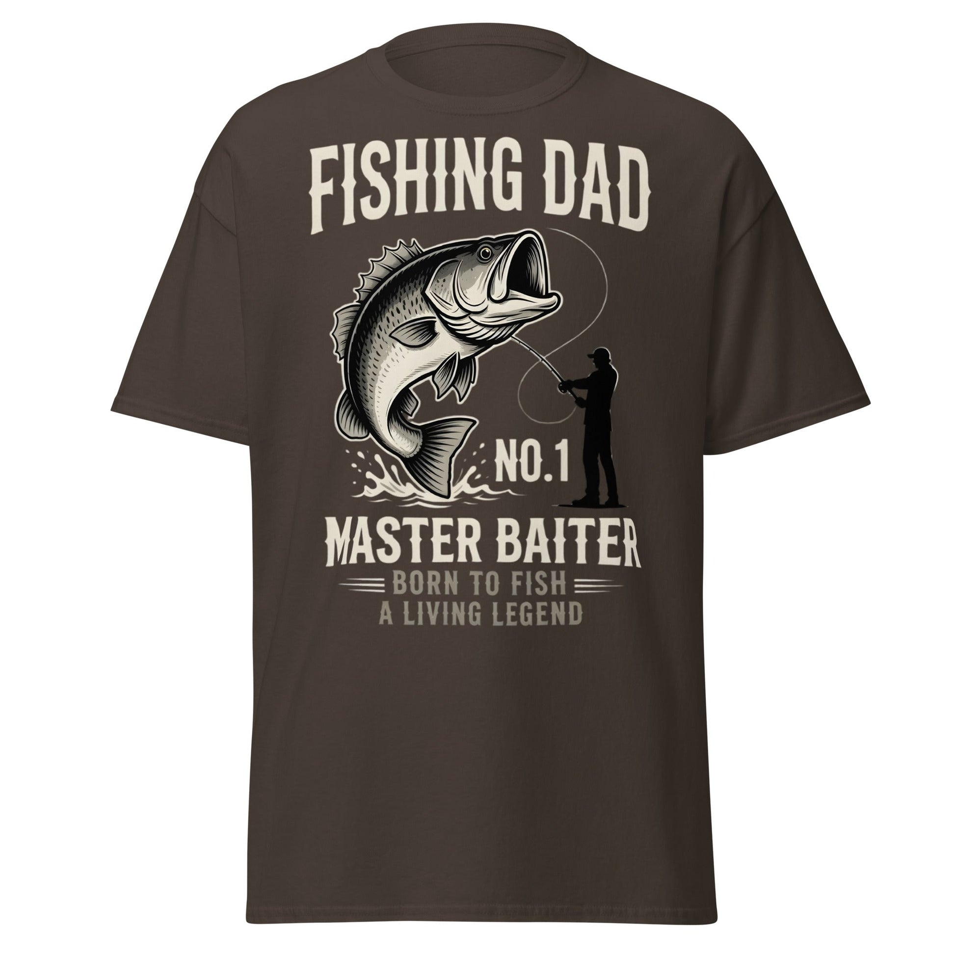 Funny Fishing Dad Master Baiter T-Shirt - Vintage Bass Tee - Dark Chocolate - T-Shirts Online