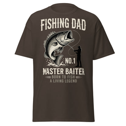 Funny Fishing Dad Master Baiter T-Shirt - Vintage Bass Tee - Dark Chocolate - T-Shirts Online