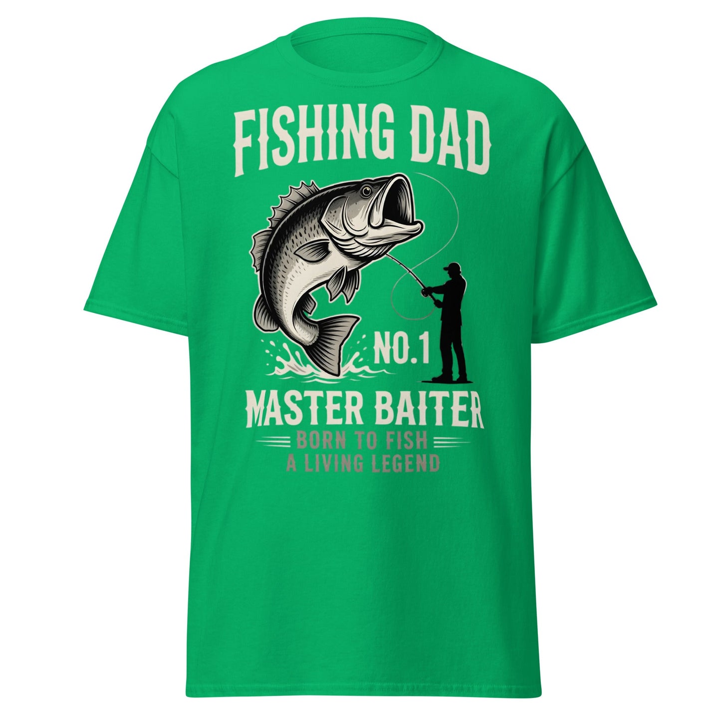 Funny Fishing Dad Master Baiter T-Shirt - Vintage Bass Tee - Irish Green - T-Shirts Online