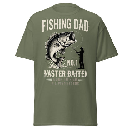 Funny Fishing Dad Master Baiter T-Shirt - Vintage Bass Tee - Military Green - T-Shirts Online